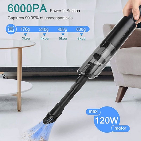 StarFire 6000Pa Car Wireless Vacuum Cleaner Cordless Handheld Auto Vacuum Home & Car Dual Use Mini Vacuum Cleaner With Built-in Battrery