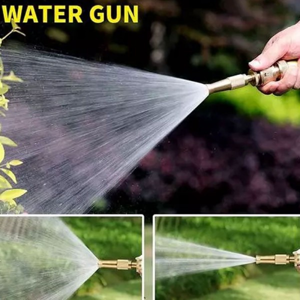 1 Set Spray Nozzle Water Gun Brass High Pressure Direct Spray Quick Connector Home Hose Adjustable Pressure Garden Sprinkler