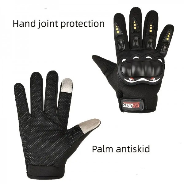 Motorcycle Lovers: Get Ready to Ride with Touchscreen Full Finger Motorcycle Gloves with Hard Knuckle Protection!