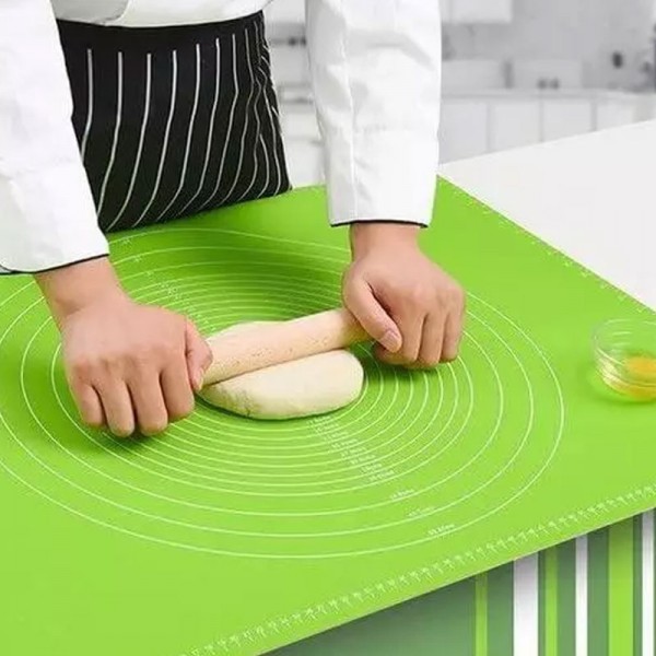 1 Sheet, Silicone Pastry Mat, Extra Thick Non Stick Baking Mat, Kneading Mat, Counter Mat, Dough Rolling Mat With Measurements, Random Color