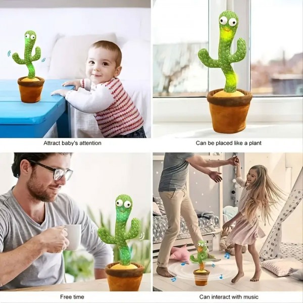 1pc Soft Plush Dancing Cactus Toy - Fun Singing an...