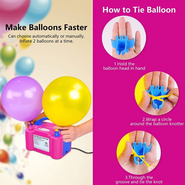 1pc, Electric Balloon Pump, Quick Inflation Dual Nozzle Balloon Blower Portable Air Balloon Pump Balloons Inflator For Kids Party Decoration, Mother's Day, Graduation Decoration, Wedding, Halloween, Teacher's Day, Party Supplies