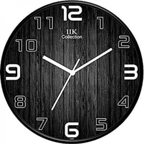 IIK COLLECTION Round Analogue Wall Clock with Glass for Home, Kitchen, Living Room and Bedroom Wall Decor (28 cm x 28 cm x 6 cm) (IIK-728C)