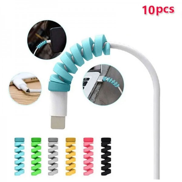 10pcs Charger Cable Saver Protector Spiral Tube Wire Management Organizer Protective Cord Sleeve For All Cell Phones Computers And Charger