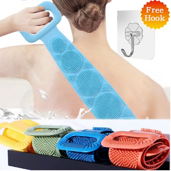 Magic Silicone Brushes with Self Adhesive Hook Bath Towels Rubbing Back Mud Peeling Body Massage Shower Extended Scrubber Skin Clean Brushes Bathroom